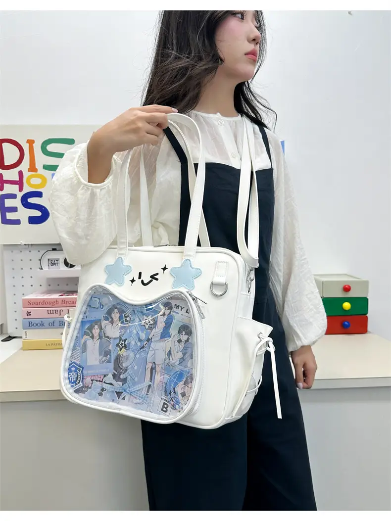 Cute Cat Design Transparent Crossbody Bag for Girls — feature 13