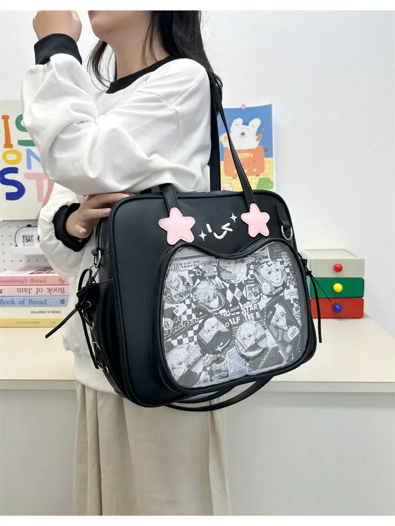 Cute Cat Design Transparent Crossbody Bag for Girls — feature 14