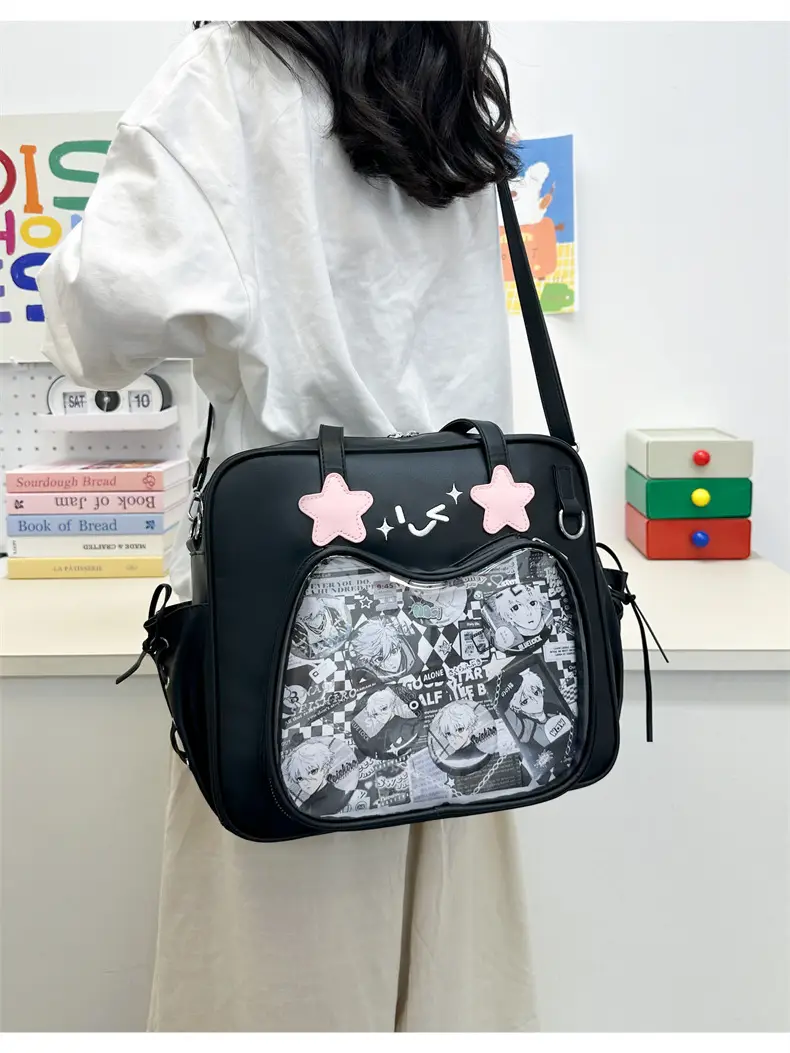 Cute Cat Design Transparent Crossbody Bag for Girls — feature 17