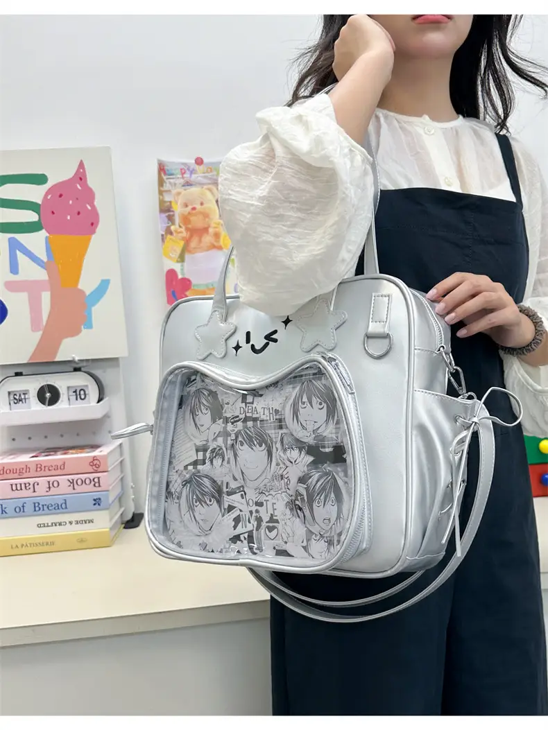 Cute Cat Design Transparent Crossbody Bag for Girls — feature 19