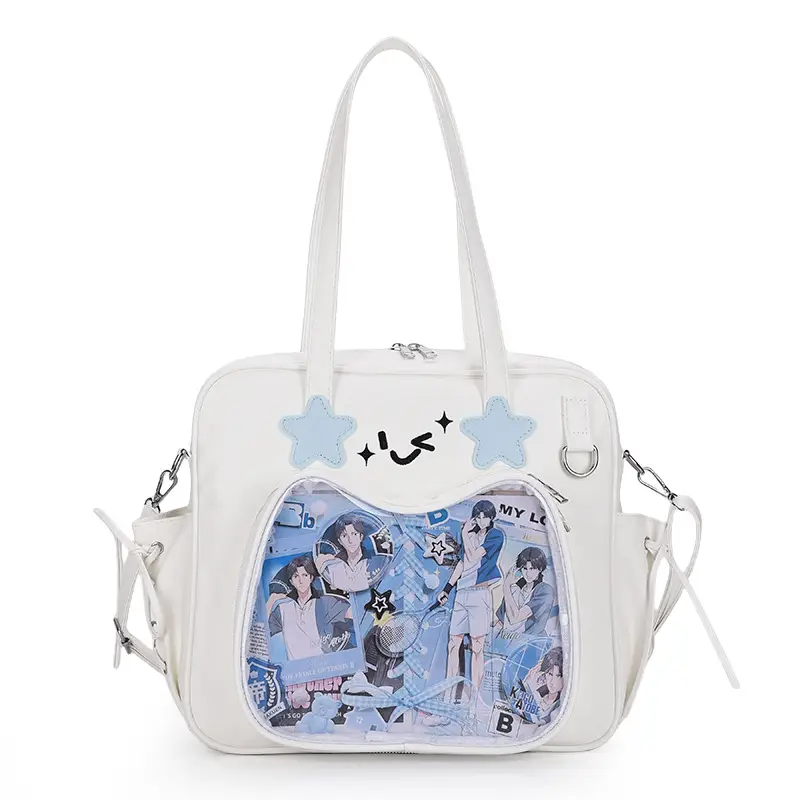 Cute Cat Design Transparent Crossbody Bag for Girls