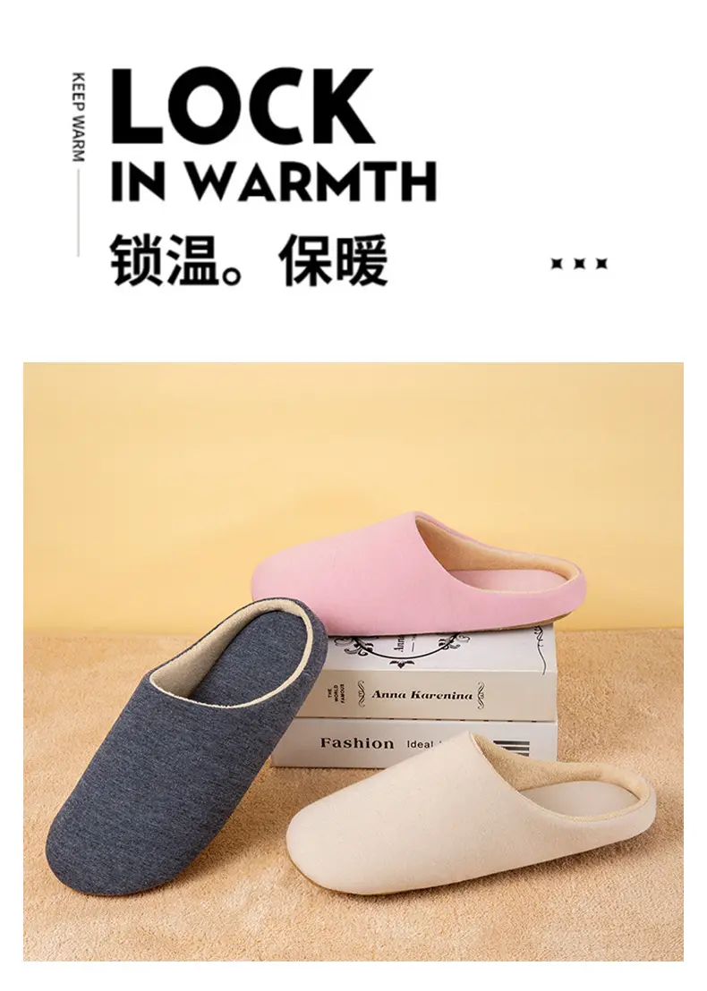 Slippers for Autumn and Winter, Japanese Style, Open-Toe, Machine Washable, Silent Cloth Sole, Noiseless Slippers, Women's Soft-Soled Home Indoor Cotton Slippers — feature 12