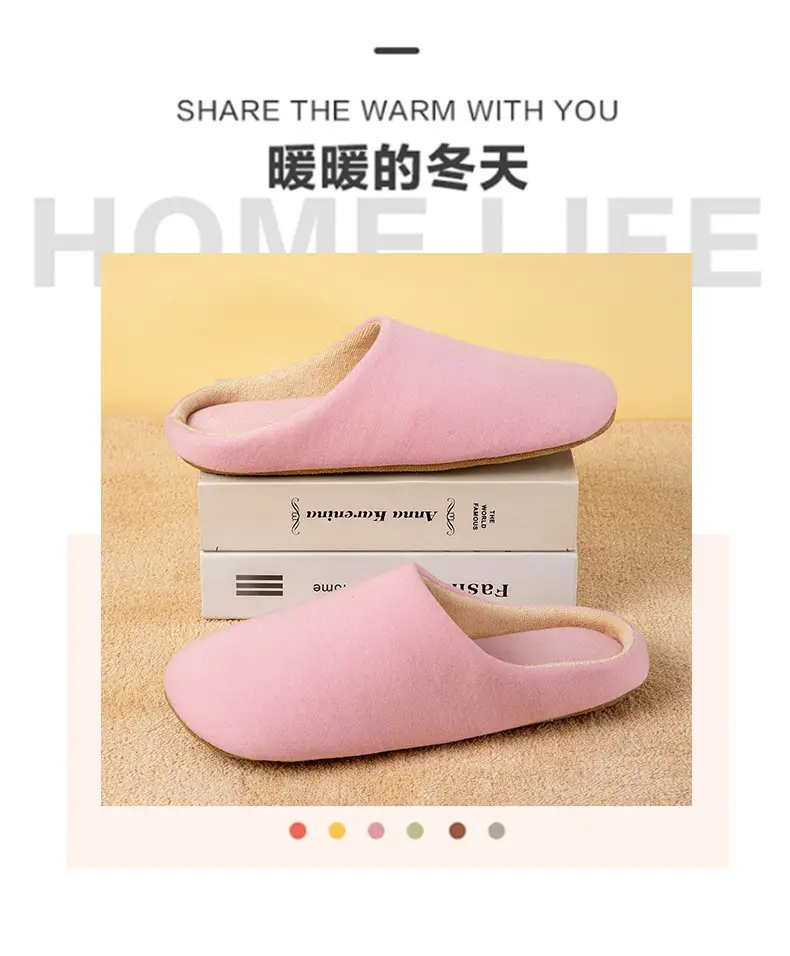 Slippers for Autumn and Winter, Japanese Style, Open-Toe, Machine Washable, Silent Cloth Sole, Noiseless Slippers, Women's Soft-Soled Home Indoor Cotton Slippers — feature 13