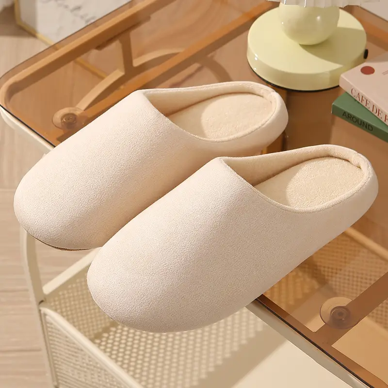 Slippers for Autumn and Winter, Japanese Style, Open-Toe, Machine Washable, Silent Cloth Sole, Noiseless Slippers, Women's Soft-Soled Home Indoor Cotton Slippers