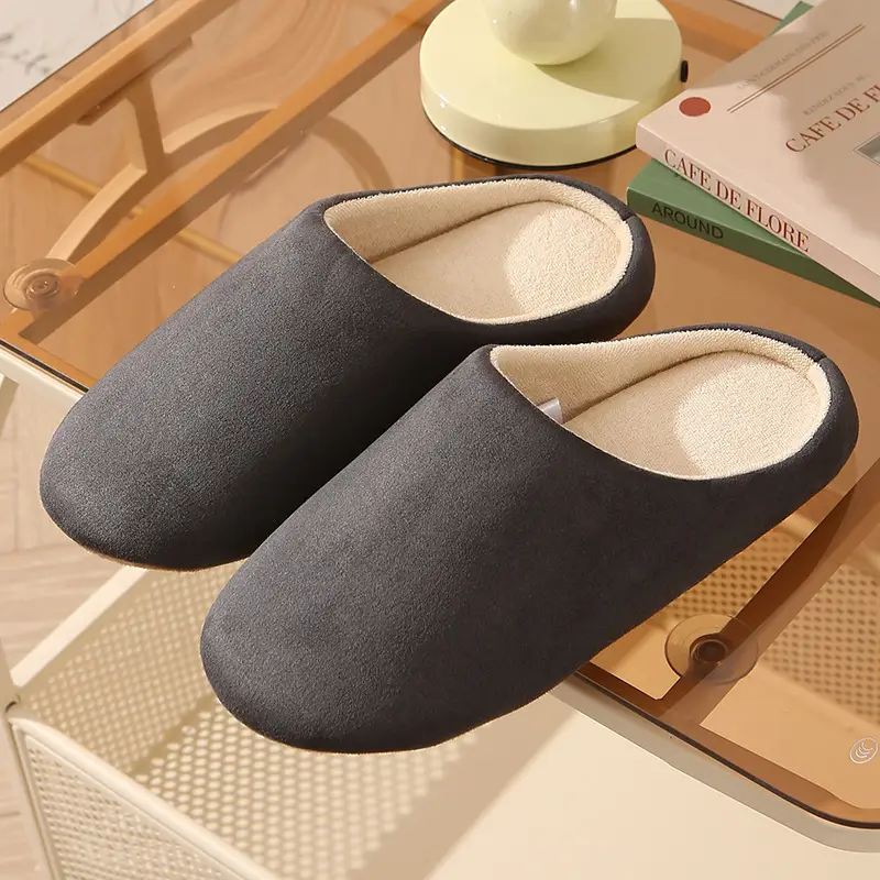 Slippers for Autumn and Winter, Japanese Style, Open-Toe, Machine Washable, Silent Cloth Sole, Noiseless Slippers, Women's Soft-Soled Home Indoor Cotton Slippers
