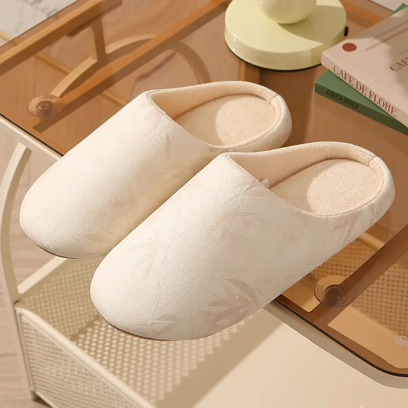Slippers for Autumn and Winter, Japanese Style, Open-Toe, Machine Washable, Silent Cloth Sole, Noiseless Slippers, Women's Soft-Soled Home Indoor Cotton Slippers