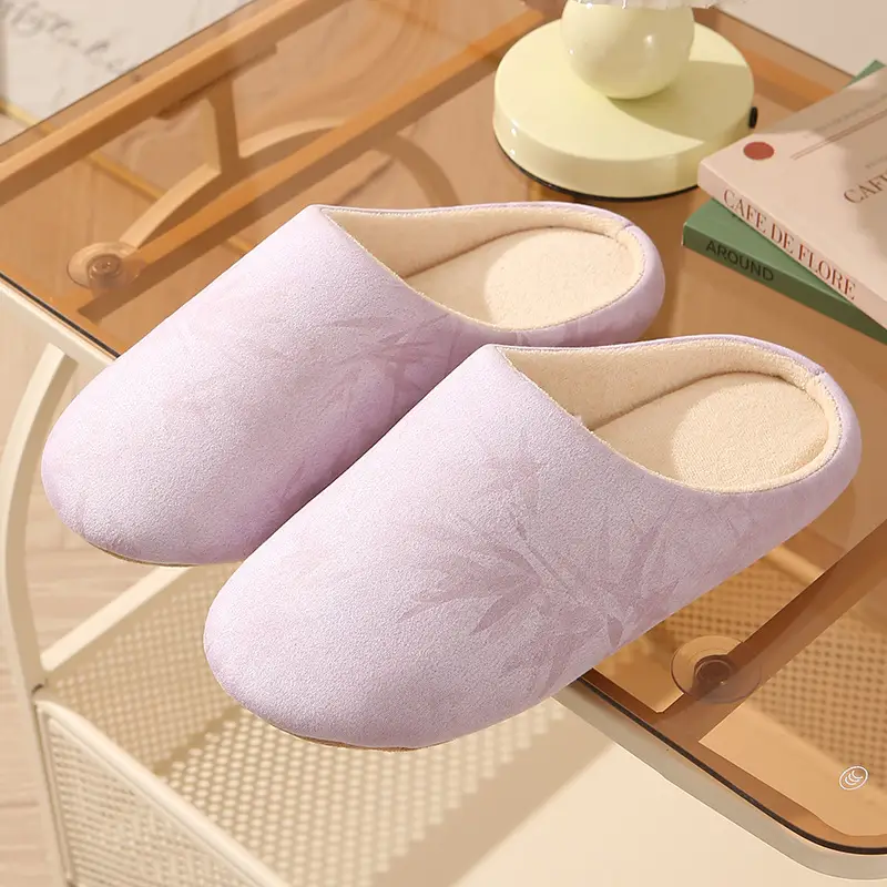 Slippers for Autumn and Winter, Japanese Style, Open-Toe, Machine Washable, Silent Cloth Sole, Noiseless Slippers, Women's Soft-Soled Home Indoor Cotton Slippers