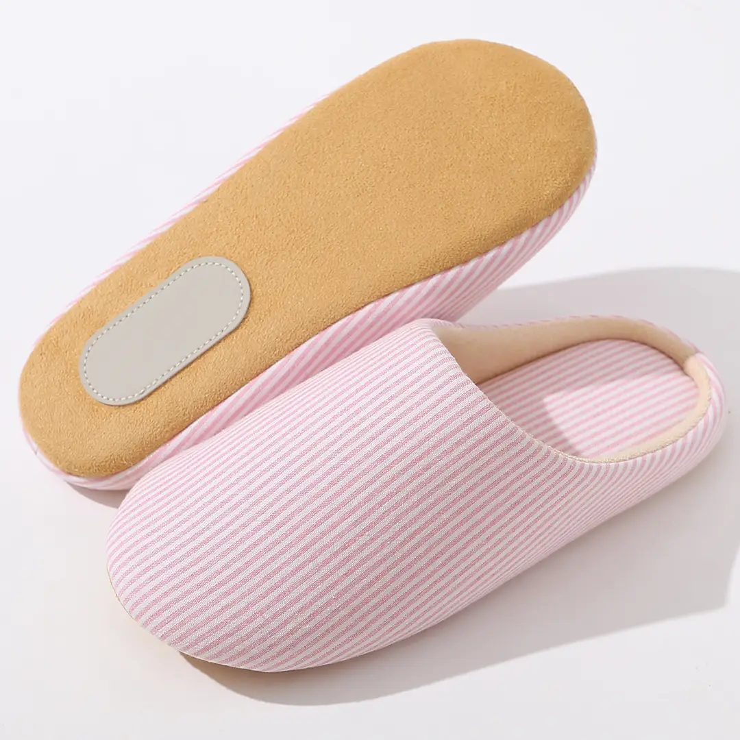Slippers for Autumn and Winter, Japanese Style, Open-Toe, Machine Washable, Silent Cloth Sole, Noiseless Slippers, Women's Soft-Soled Home Indoor Cotton Slippers