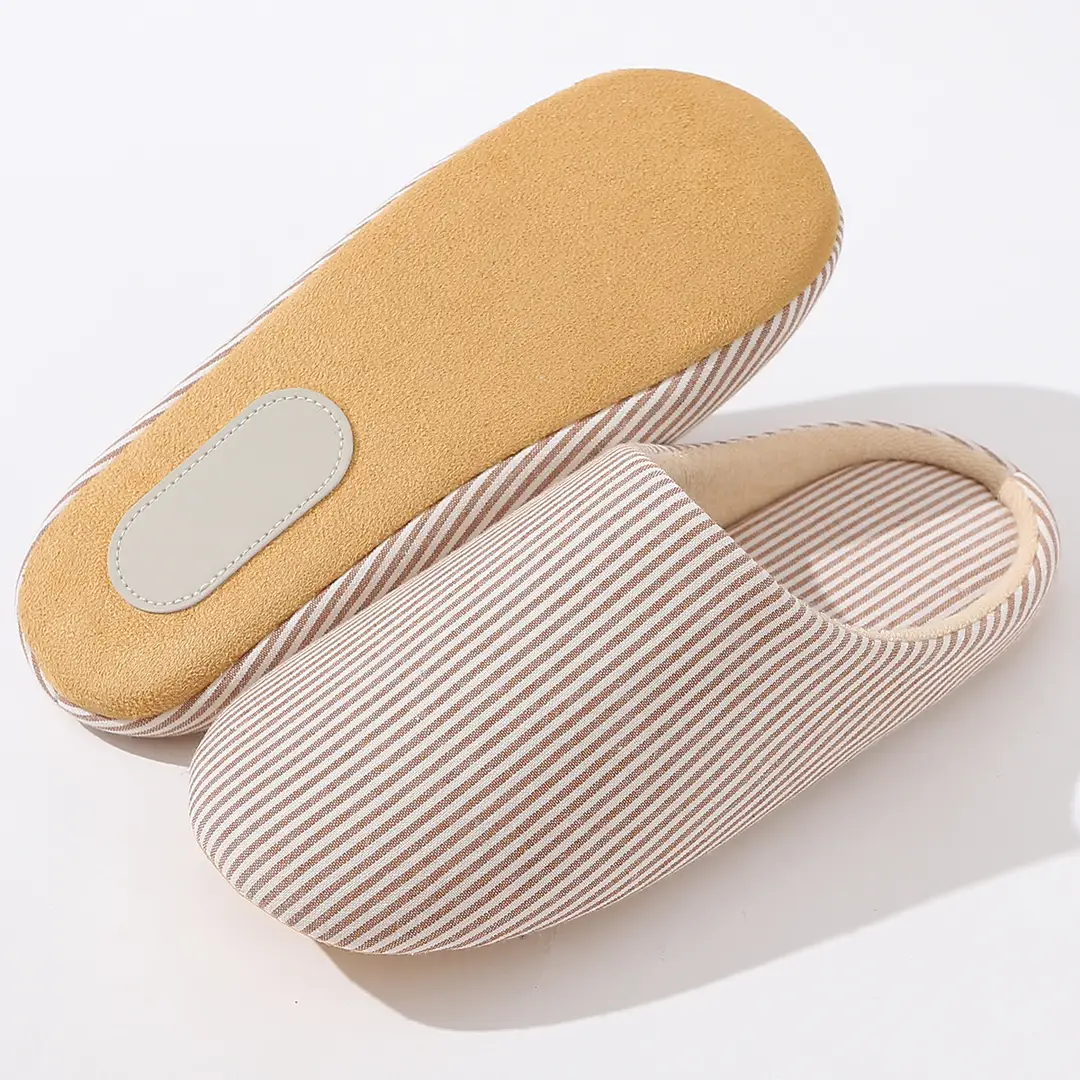 Slippers for Autumn and Winter, Japanese Style, Open-Toe, Machine Washable, Silent Cloth Sole, Noiseless Slippers, Women's Soft-Soled Home Indoor Cotton Slippers