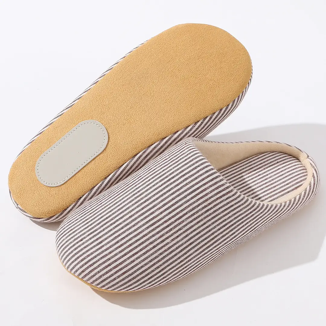 Slippers for Autumn and Winter, Japanese Style, Open-Toe, Machine Washable, Silent Cloth Sole, Noiseless Slippers, Women's Soft-Soled Home Indoor Cotton Slippers