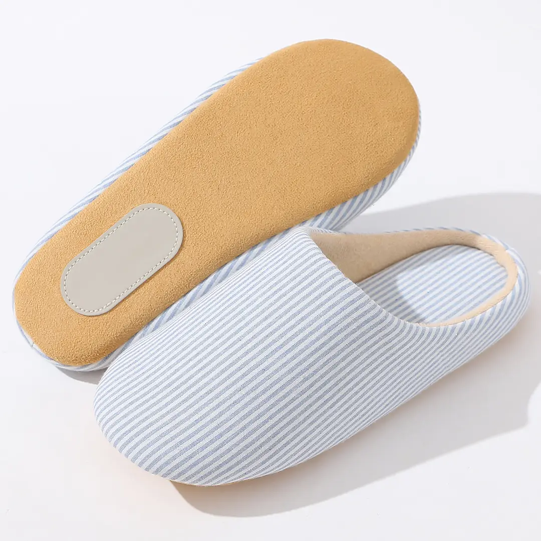 Slippers for Autumn and Winter, Japanese Style, Open-Toe, Machine Washable, Silent Cloth Sole, Noiseless Slippers, Women's Soft-Soled Home Indoor Cotton Slippers