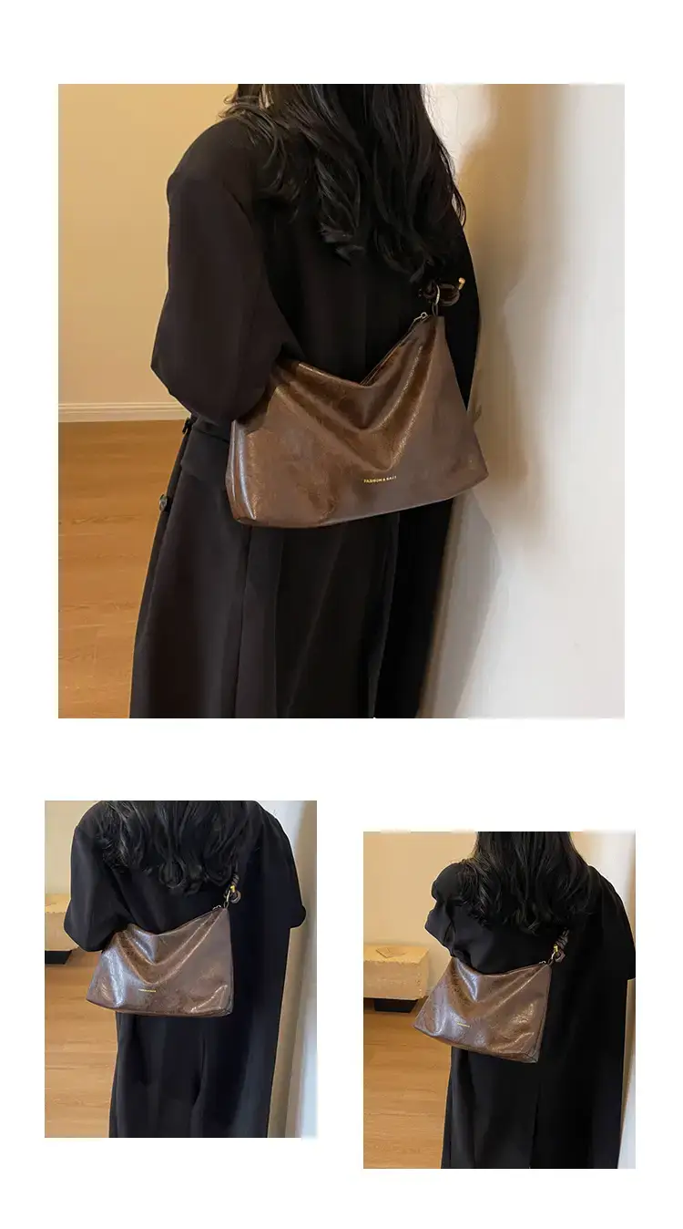 Brown Leather Drawstring Shoulder Bag for Women — feature 11