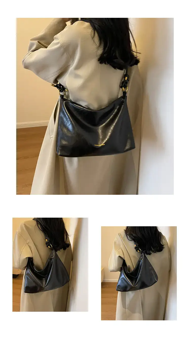 Brown Leather Drawstring Shoulder Bag for Women — feature 14