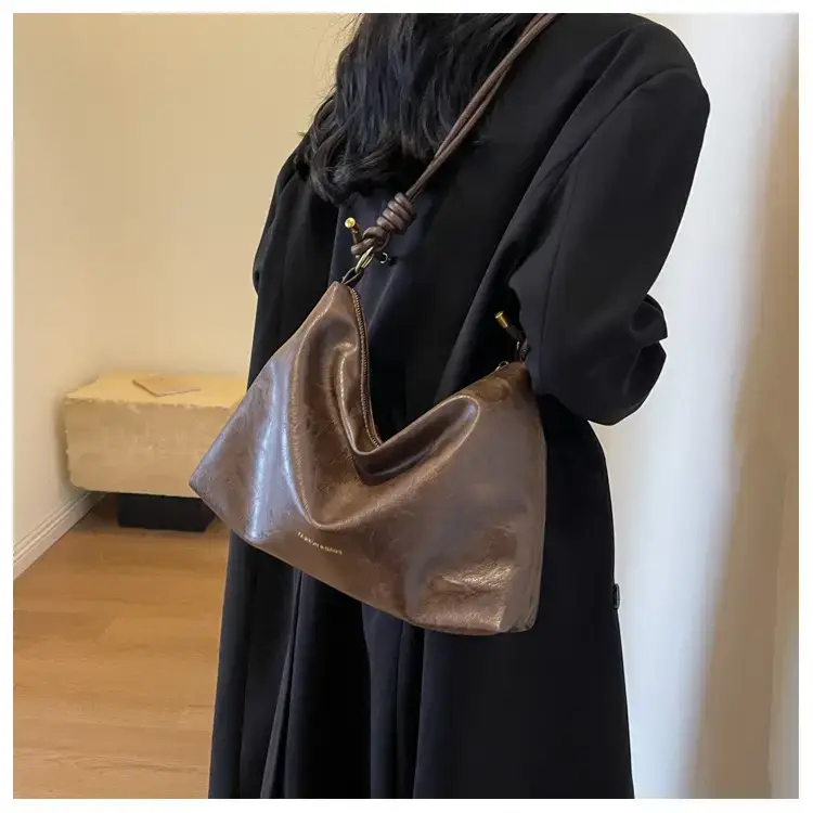 Brown Leather Drawstring Shoulder Bag for Women — feature 16