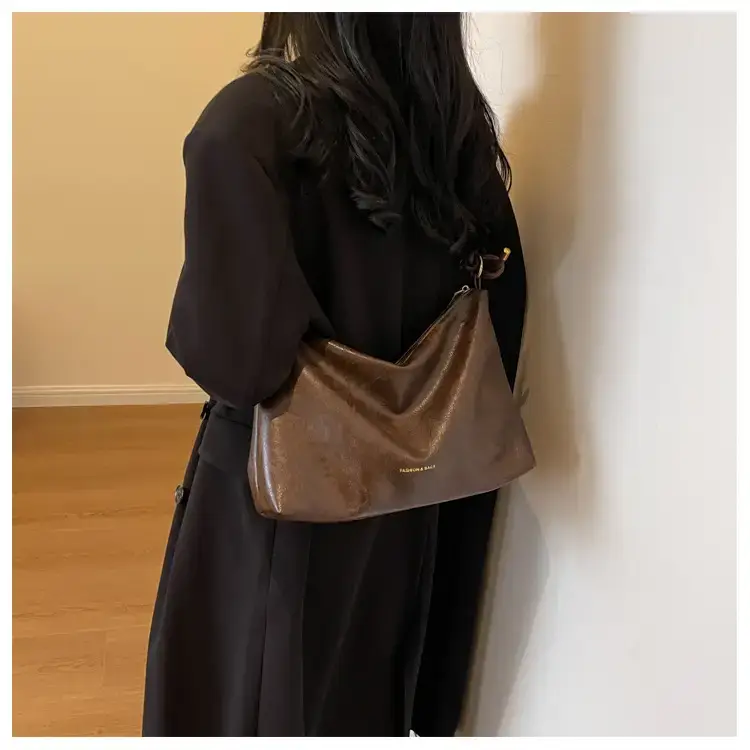 Brown Leather Drawstring Shoulder Bag for Women — feature 20