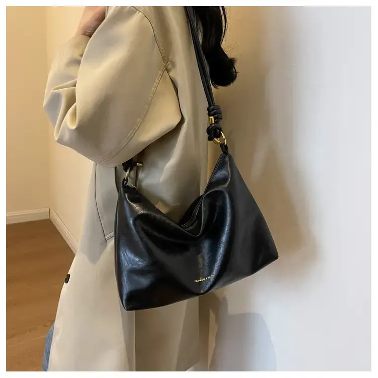 Brown Leather Drawstring Shoulder Bag for Women — feature 23