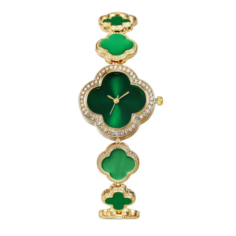 Green Four Leaf Clover Ladies Watch Bracelet Quartz — feature 1