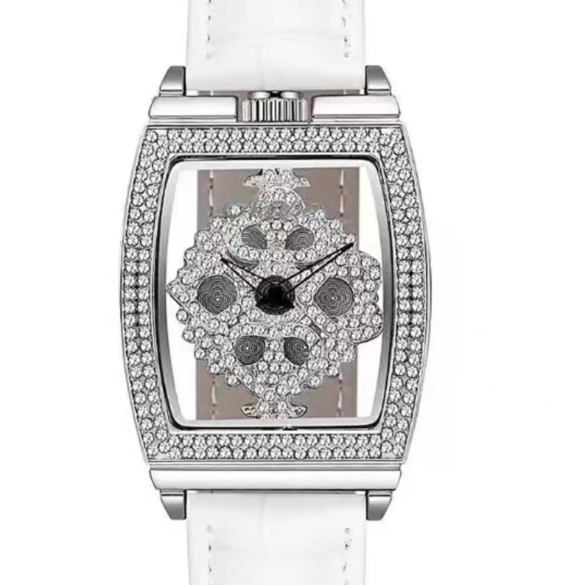 Women's Luxury Diamond Watch White Leather Band - Image 6