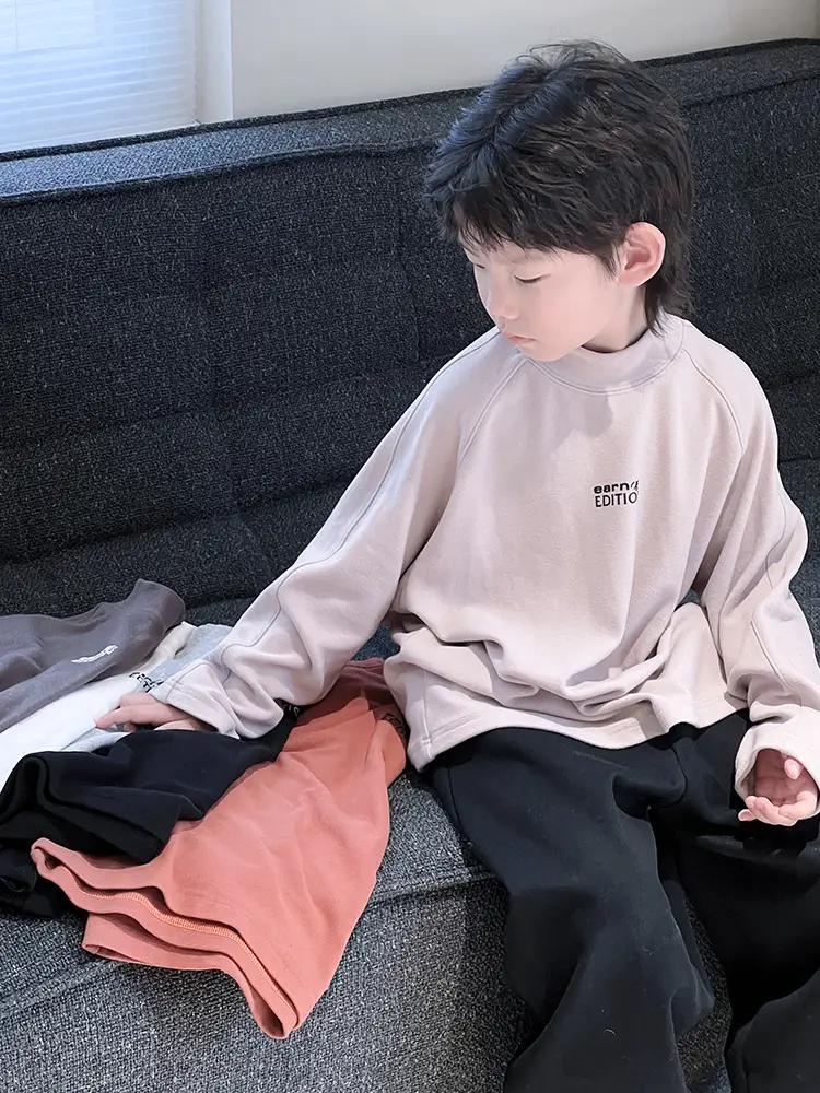 Boys Fleece Lined Long Sleeve T-Shirt Black 2025 Winter - Image 7