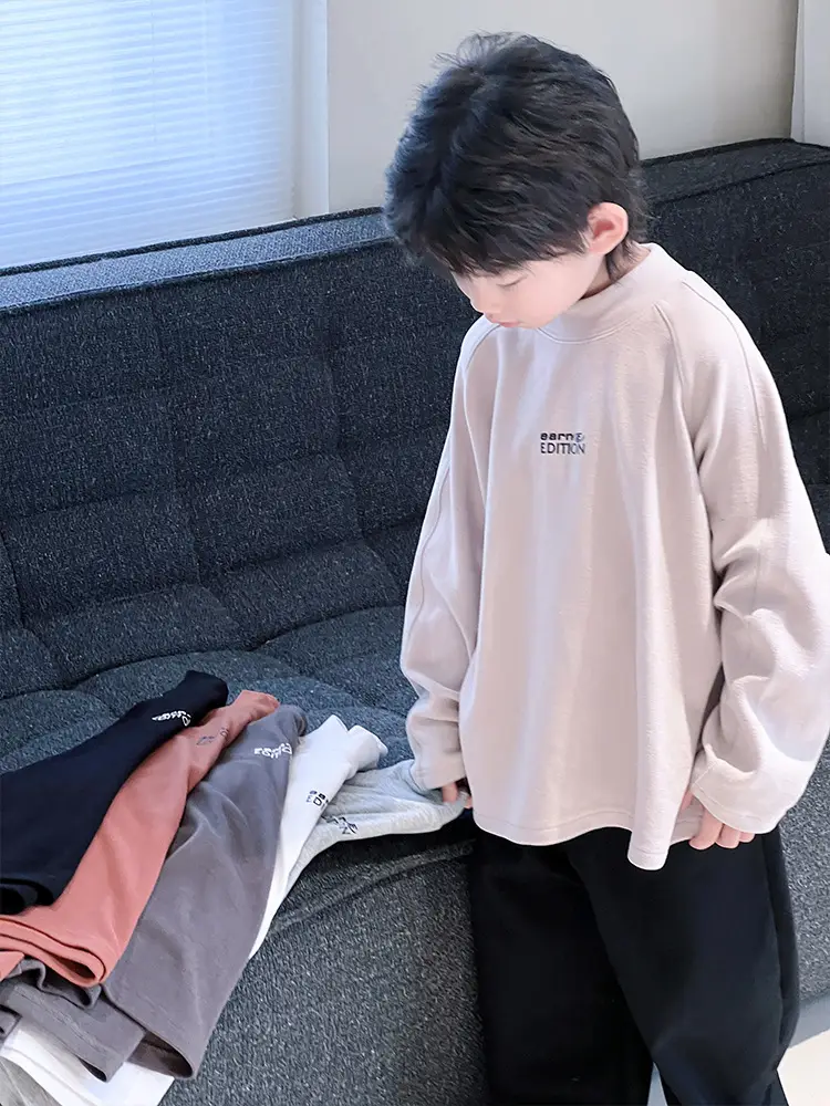 Boys Fleece Lined Long Sleeve T-Shirt Black 2025 Winter - Image 8