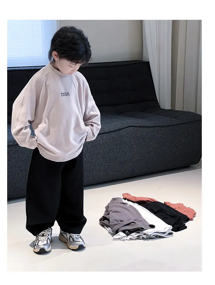 Boys Fleece Lined Long Sleeve T-Shirt Black 2025 Winter — feature 14