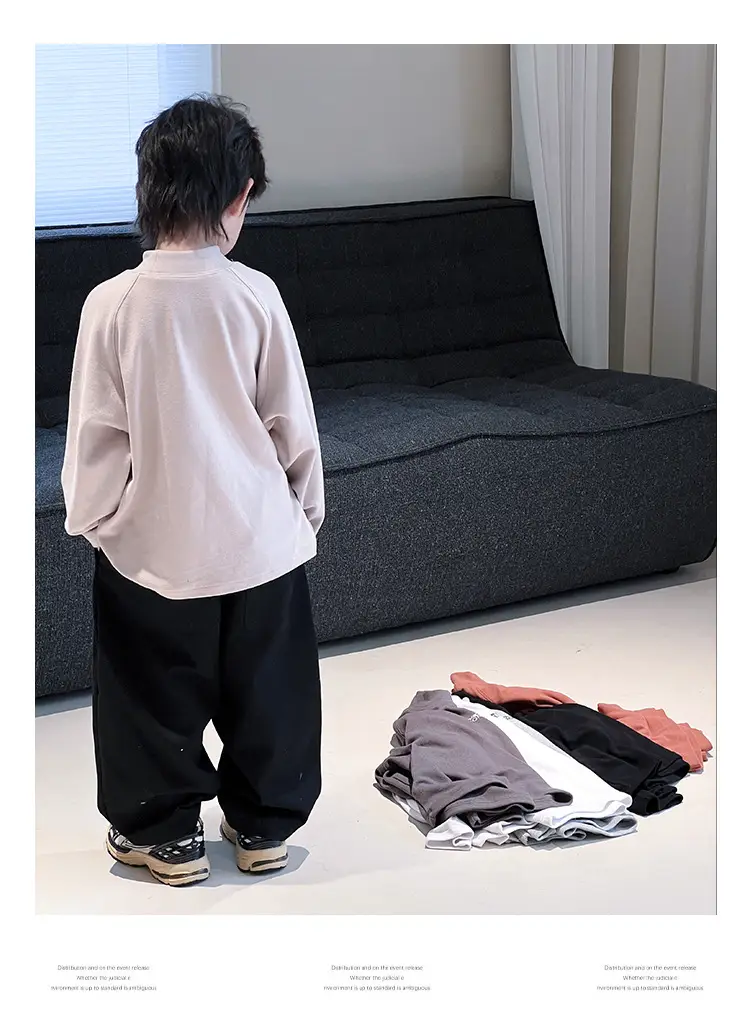 Boys Fleece Lined Long Sleeve T-Shirt Black 2025 Winter — feature 16