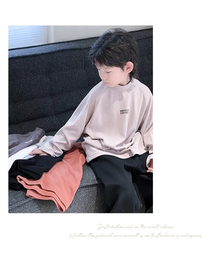Boys Fleece Lined Long Sleeve T-Shirt Black 2025 Winter — feature 8