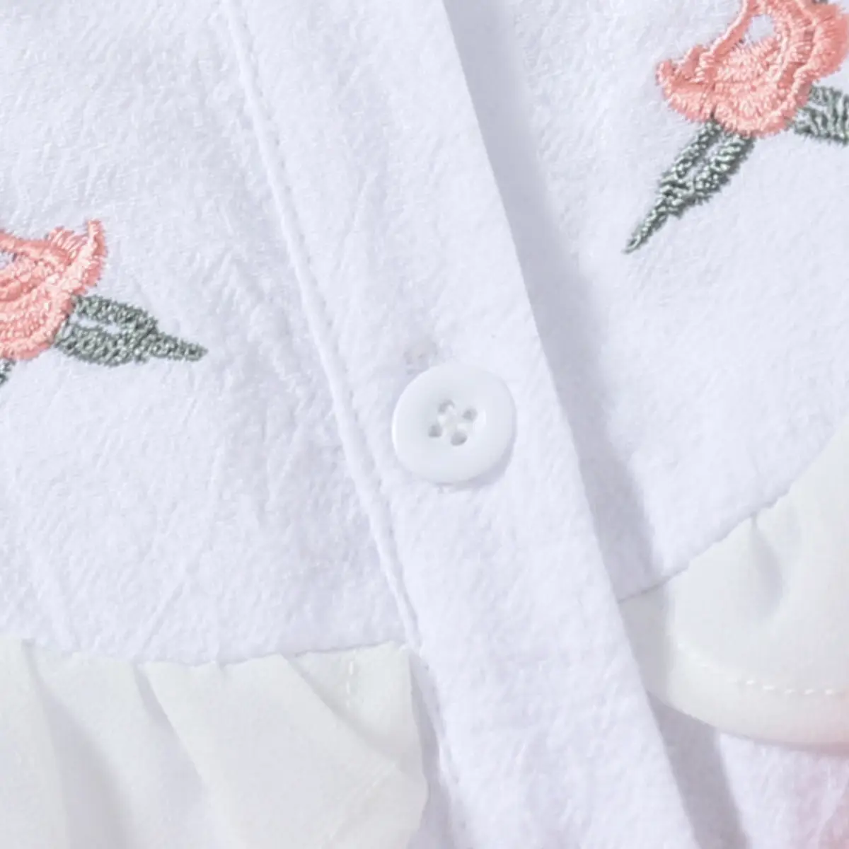 Girls Pure Cotton Embroidered Dress Set White