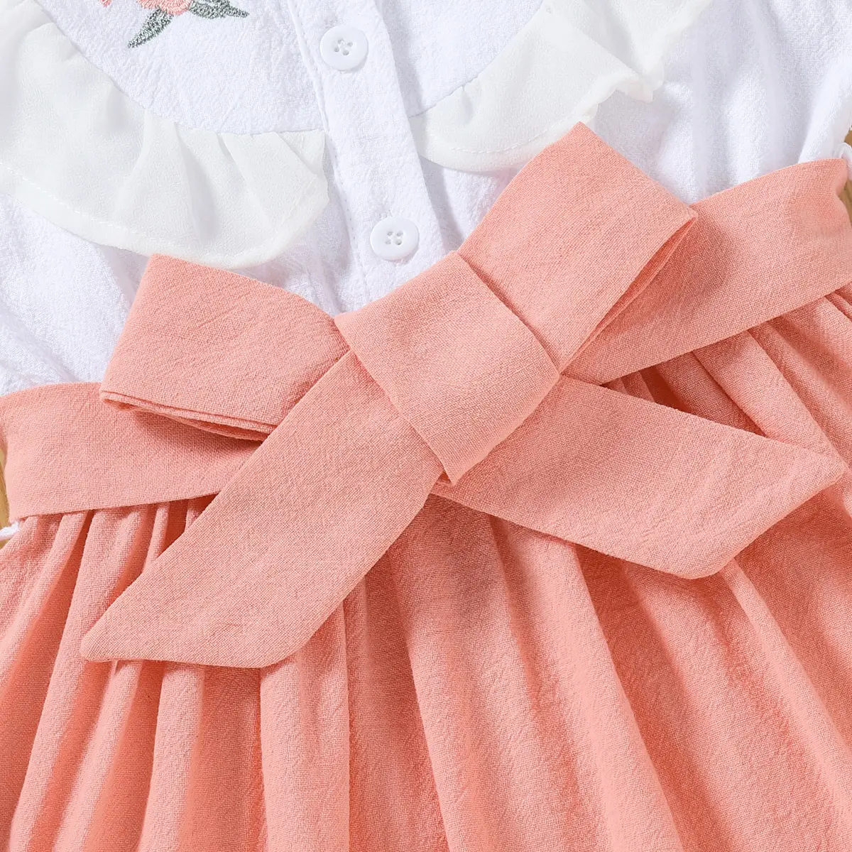 Girls Pure Cotton Embroidered Dress Set White