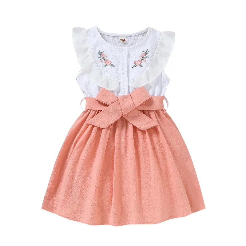 Girls Pure Cotton Embroidered Dress Set White