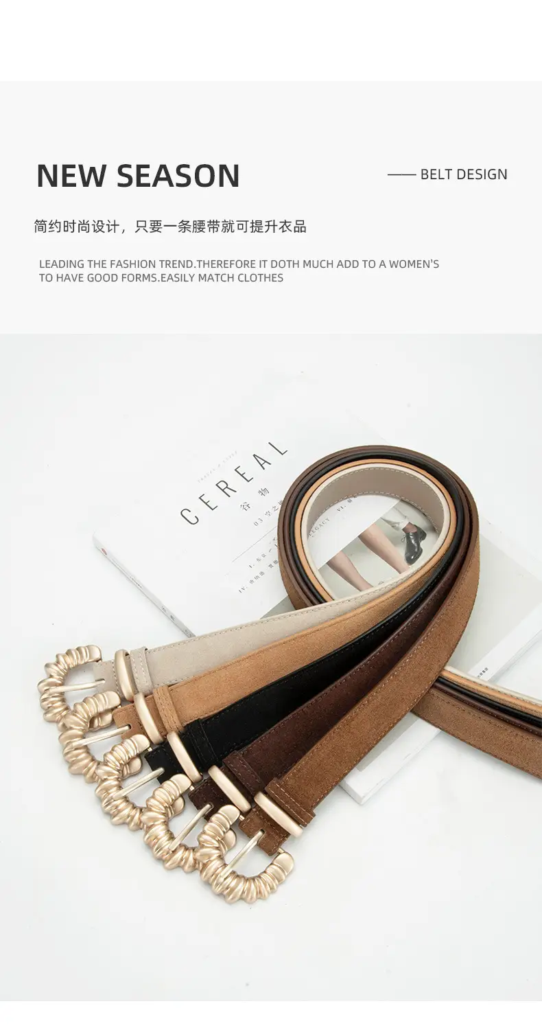 Purple Frosted Leather Belt with Decorative Buckle — feature 4