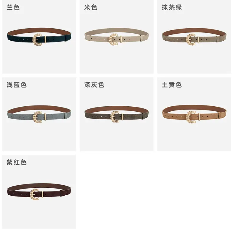Purple Frosted Leather Belt with Decorative Buckle — feature 9