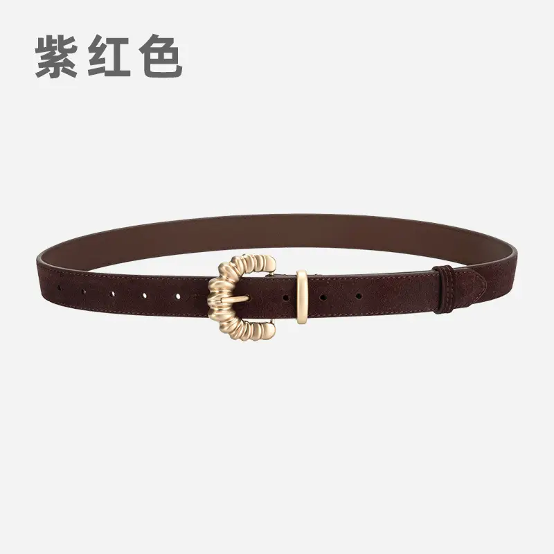 Purple Frosted Leather Belt with Decorative Buckle - Image 13