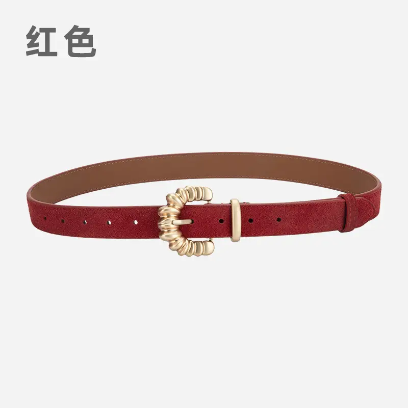 Purple Frosted Leather Belt with Decorative Buckle - Image 2