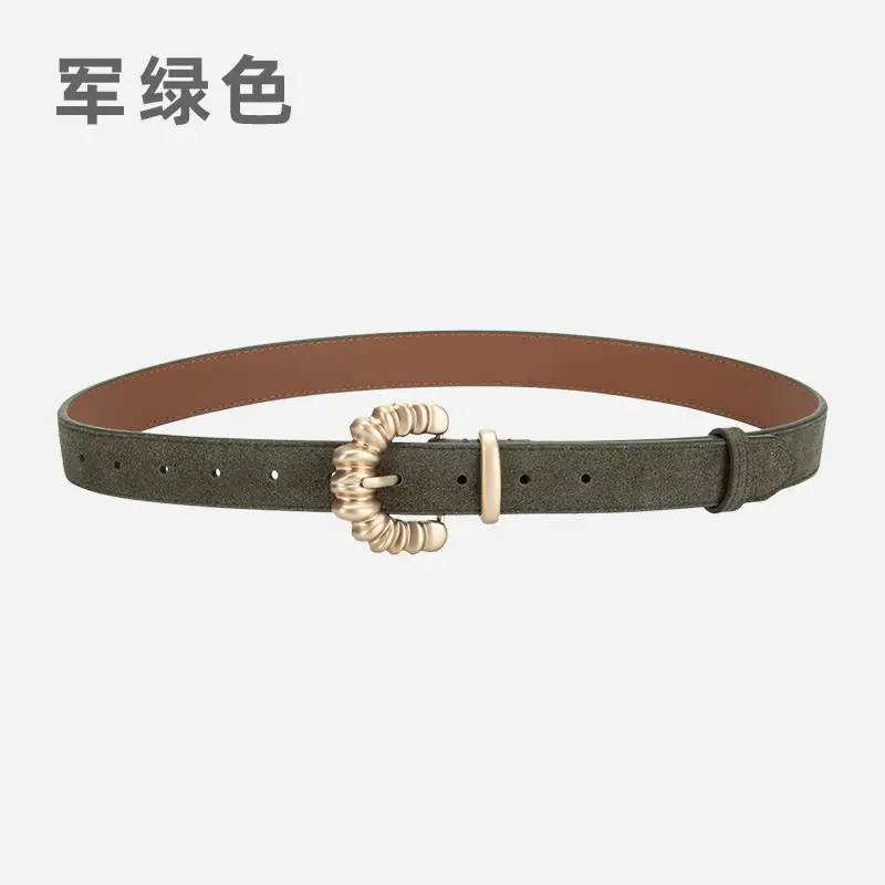 Purple Frosted Leather Belt with Decorative Buckle - Image 5