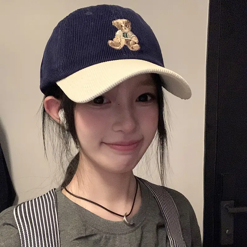 2024 Embroidered Bear Cap Women Brown Beaded - Image 7