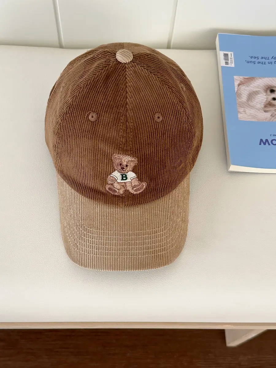 2024 Embroidered Bear Cap Women Brown Beaded - Image 2