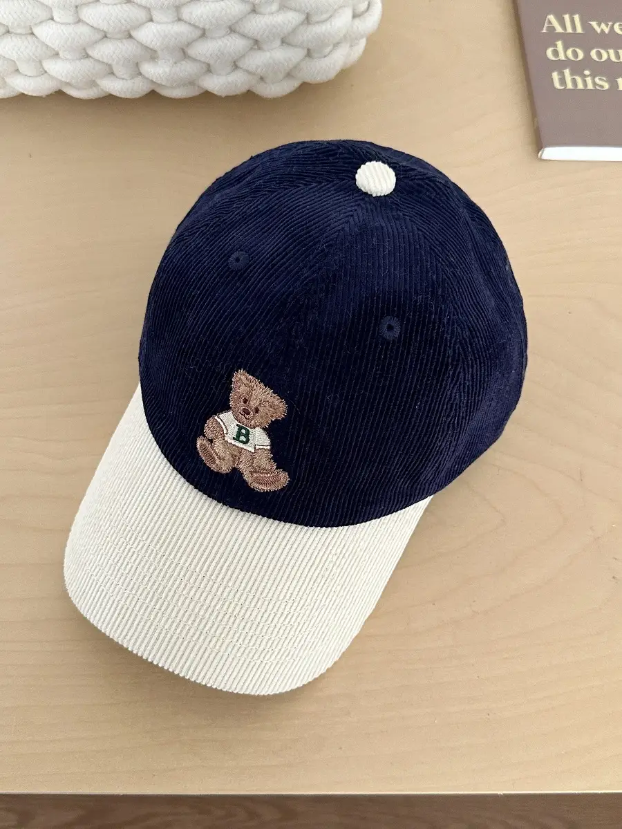 2024 Embroidered Bear Cap Women Brown Beaded - Image 3
