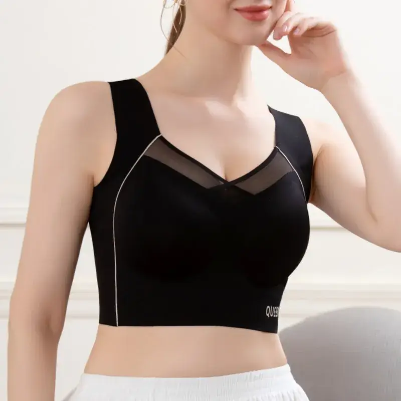 Traceless Bra Women Black Large Chest Small No Steel Ring - Image 9
