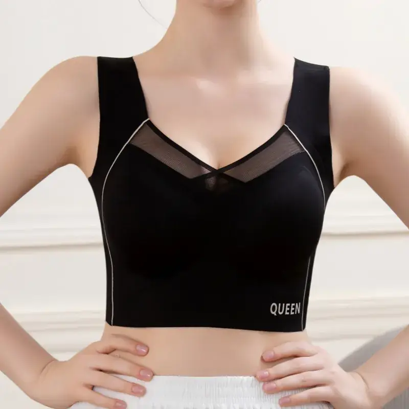 Traceless Bra Women Black Large Chest Small No Steel Ring - Image 10