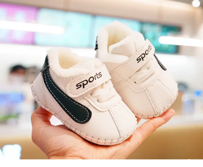 Baby Shoes White Orange Fleece Lined Winter Toddler 0-1Y — feature 10