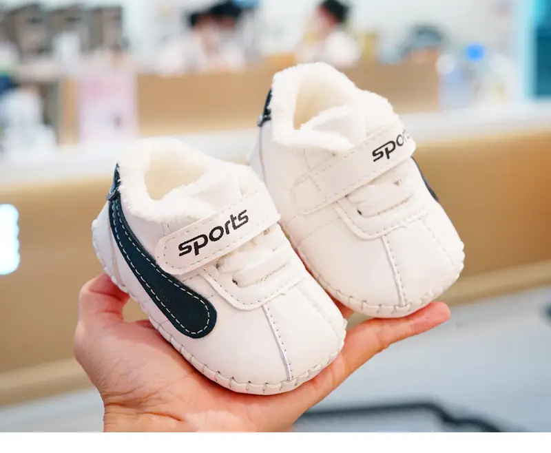 Baby Shoes White Orange Fleece Lined Winter Toddler 0-1Y — feature 12