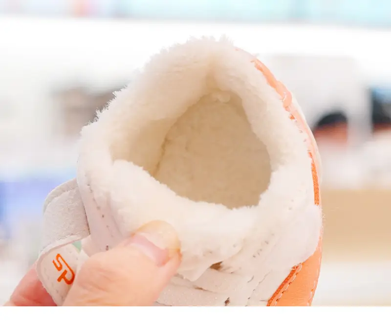 Baby Shoes White Orange Fleece Lined Winter Toddler 0-1Y — feature 2