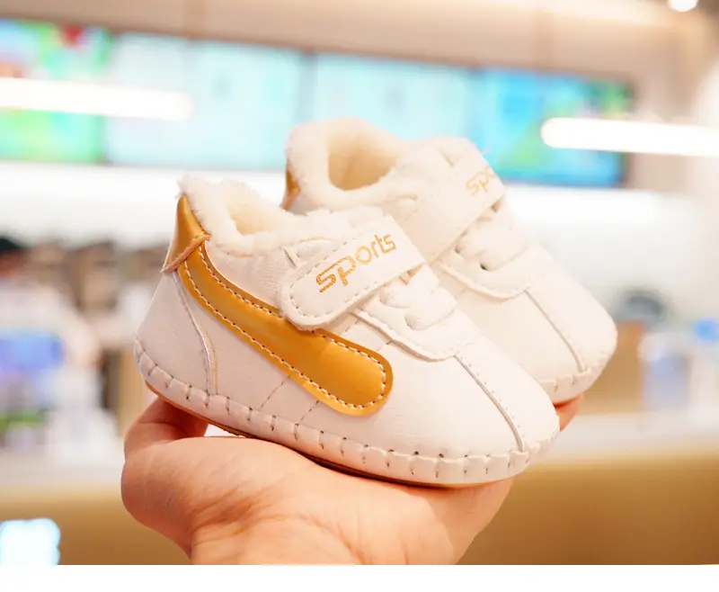 Baby Shoes White Orange Fleece Lined Winter Toddler 0-1Y — feature 7