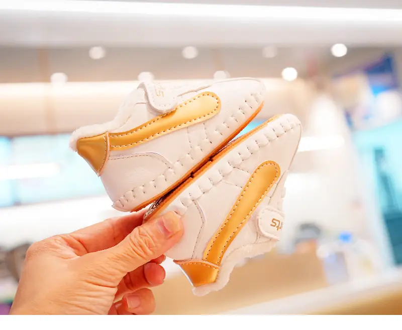 Baby Shoes White Orange Fleece Lined Winter Toddler 0-1Y — feature 8
