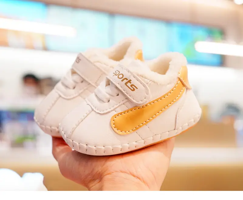 Baby Shoes White Orange Fleece Lined Winter Toddler 0-1Y — feature 9
