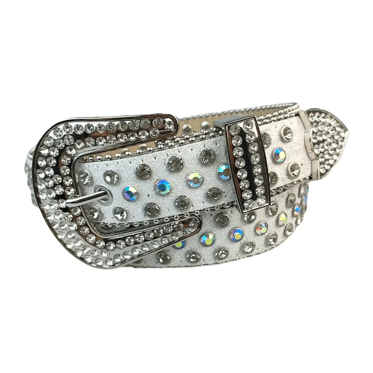 Women's Rhinestone Buckle Belt with Diamond Blasting Design - Image 3