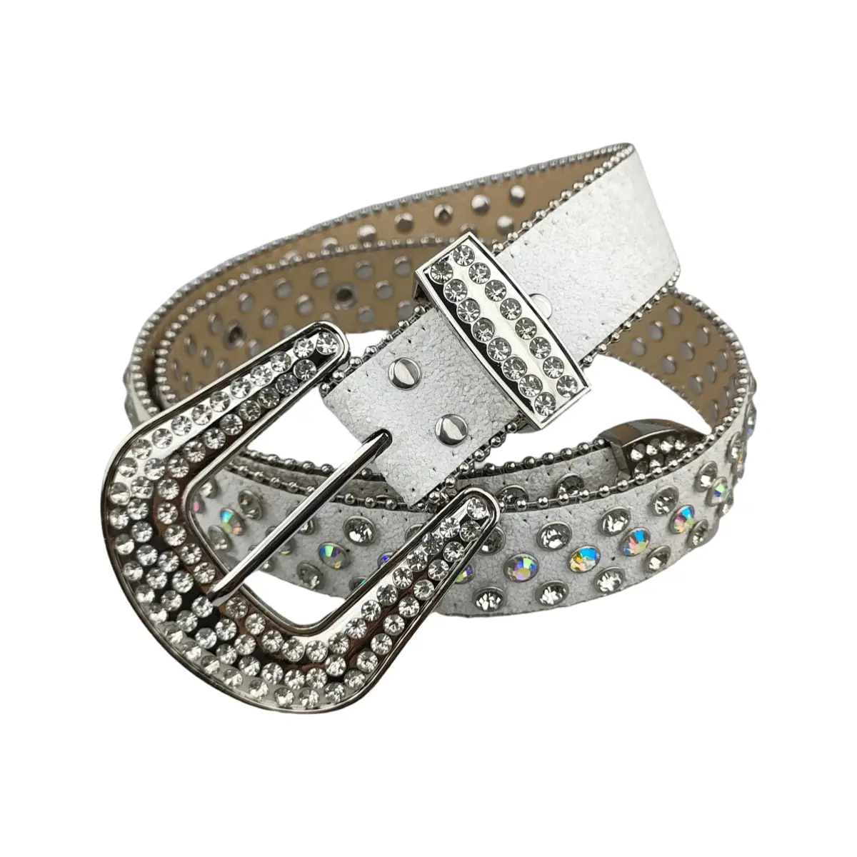 Women's Rhinestone Buckle Belt with Diamond Blasting Design - Image 4