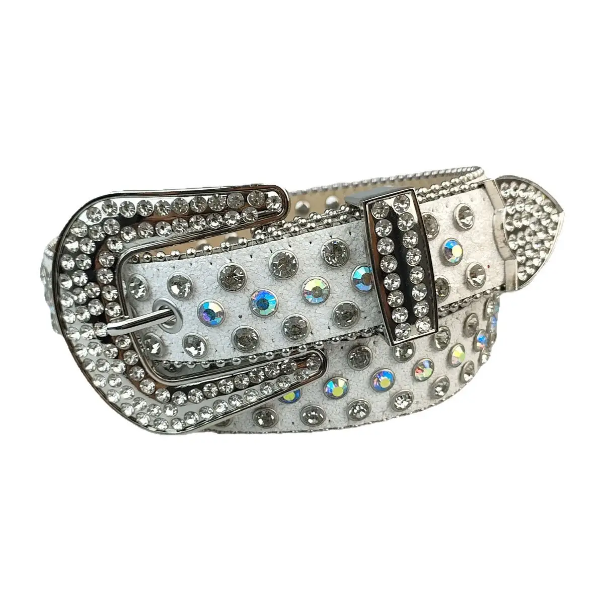 Women's Rhinestone Buckle Belt with Diamond Blasting Design - Image 6