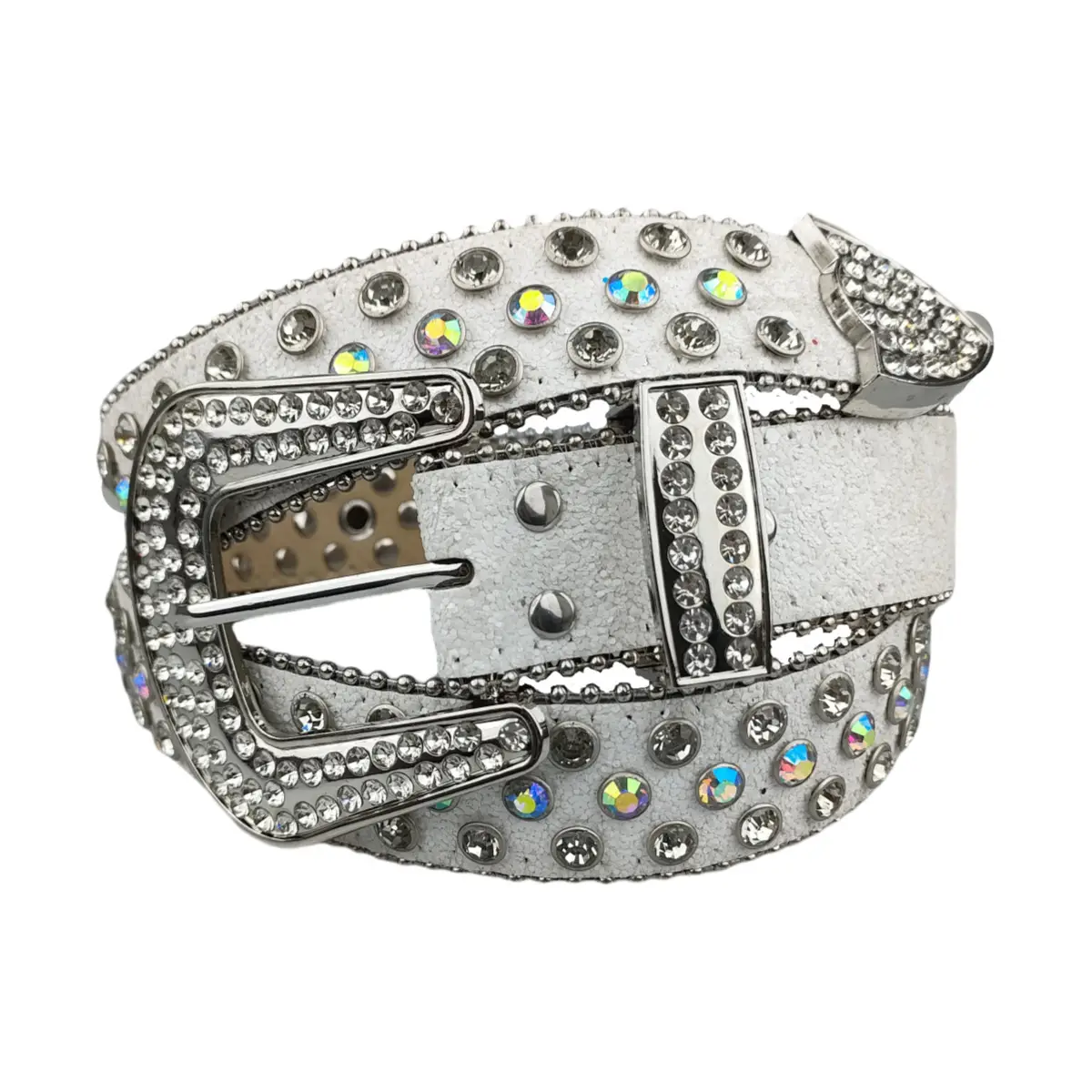 Women's Rhinestone Buckle Belt with Diamond Blasting Design — feature 2